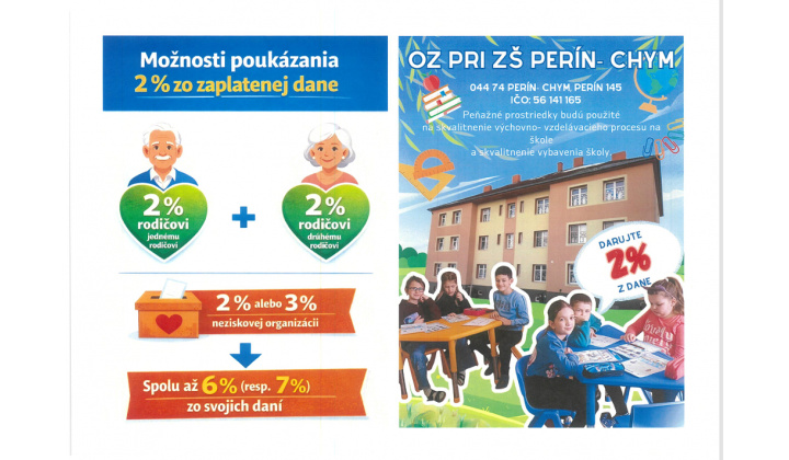 Darujte 2% z dane pre OZ pri ZŠ Perín - Chym 