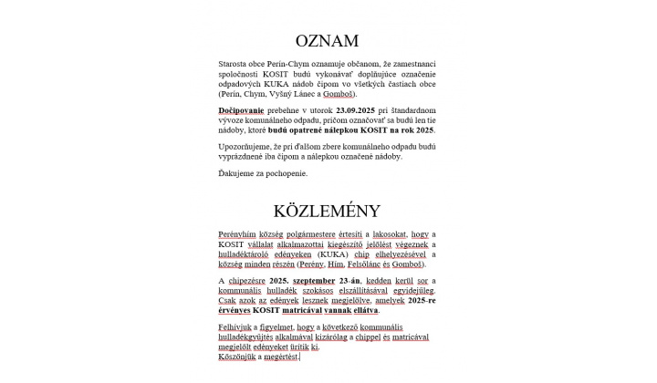 Dočipovanie nádob na komunálny odpad