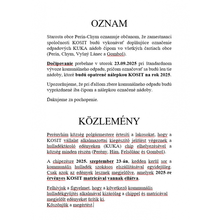 Dočipovanie nádob na komunálny odpad