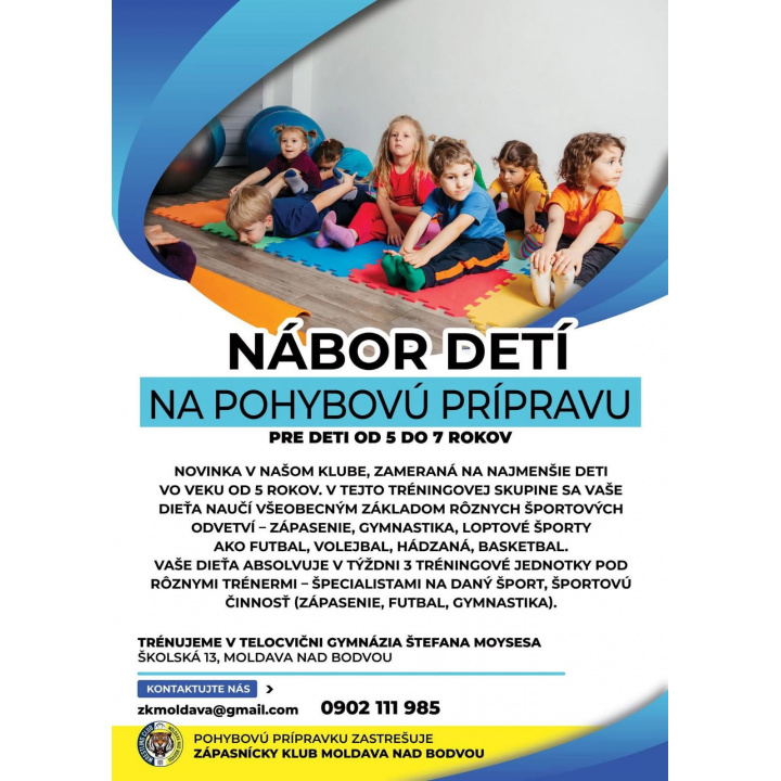 nábor detí - gymnastika, zápasenie, pohybová príprava