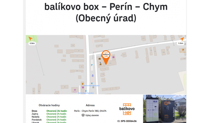 OZNAM - balíkobox SPS