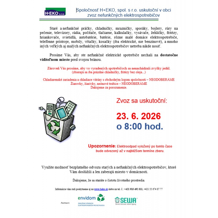Zber elektroodpadu 23.06.2026