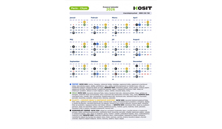 Zvozový kalendár na rok 2026